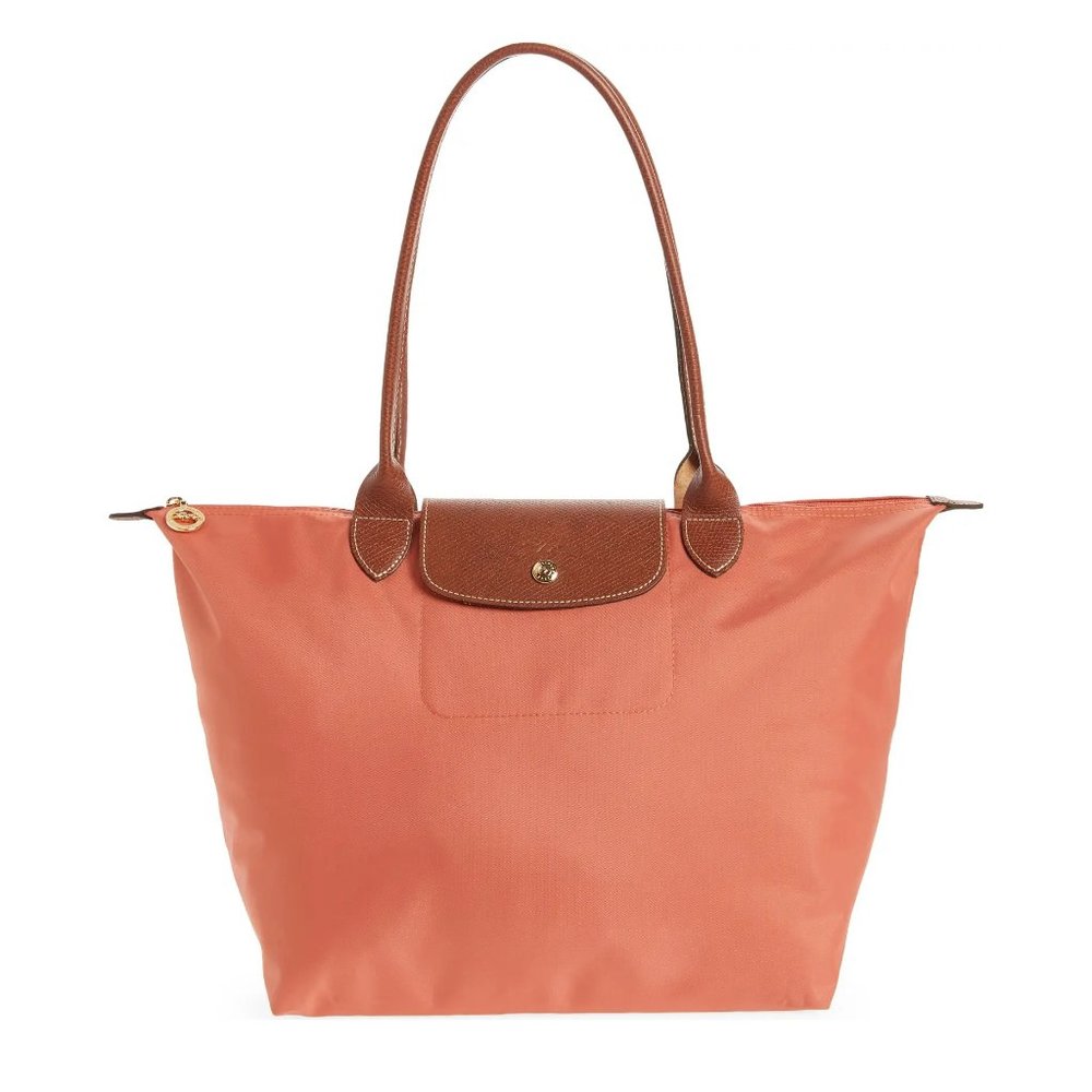 ❤️ NWT LONGCHAMP Le Pliage Large Nylon Shoulder Tote BLUSH Orange AUTHENTIC